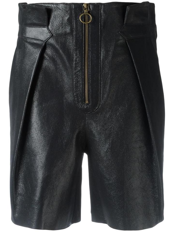 Philosophy Di Lorenzo Serafini High-rise Leather Shorts, Women's, Size: 42, Black, Goat Skin