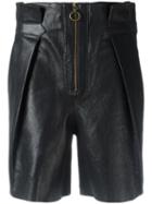 Philosophy Di Lorenzo Serafini High-rise Leather Shorts, Women's, Size: 42, Black, Goat Skin