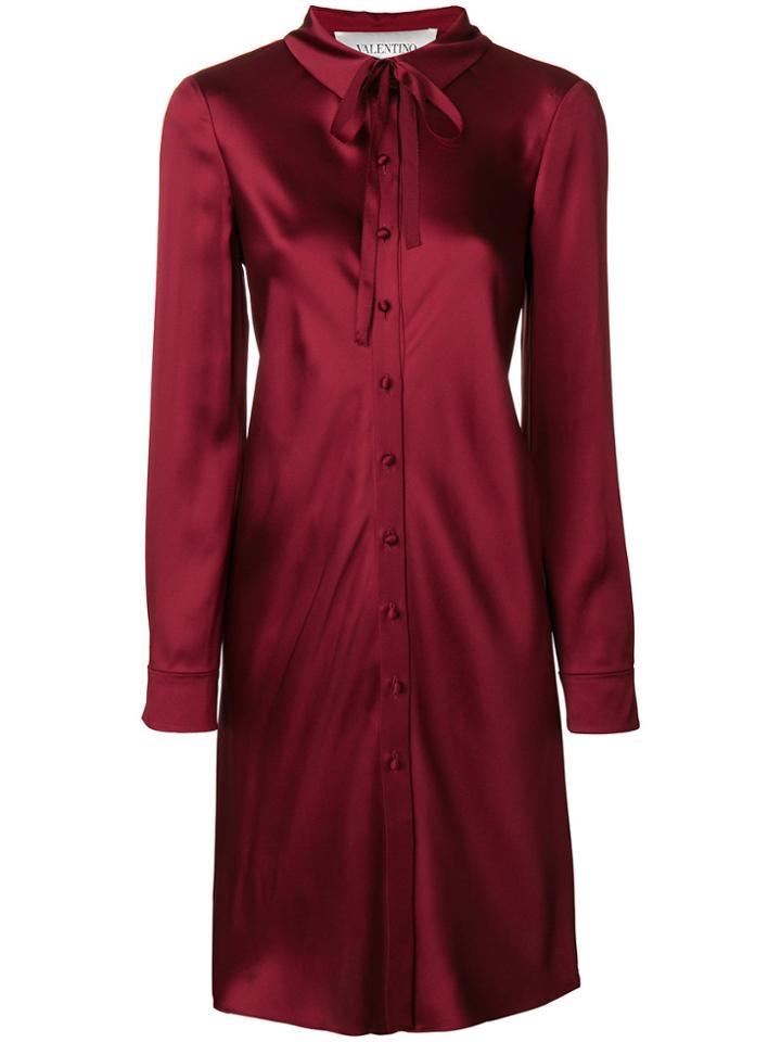 Valentino Bow Detail Shirt Dress - Red