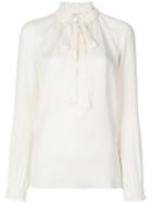 Michael Michael Kors - Pussy Bow Shirt - Women - Silk - L, Nude/neutrals, Silk