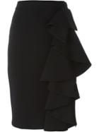 Moschino Ruffled Pencil Skirt, Women's, Size: 40, Black, Triacetate/rayon/spandex/elastane/silk