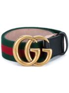 Gucci Web Belt, Women's, Size: 85, Black, Leather/cotton