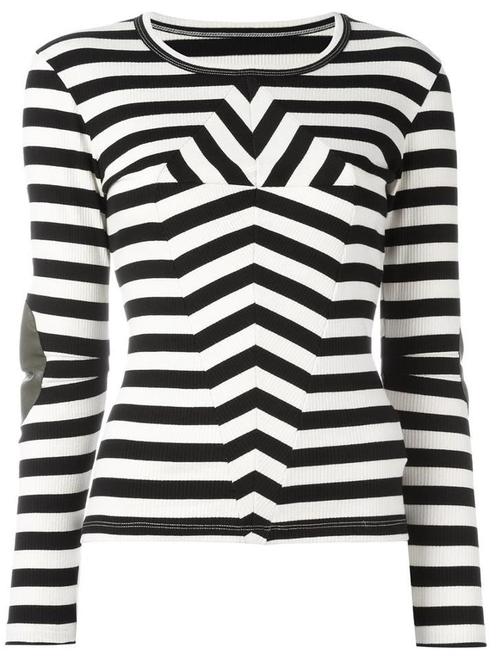 Mm6 Maison Margiela Hypnotic Stripes Top, Women's, Size: Medium, Black, Cotton/spandex/elastane/viscose/polyurethane
