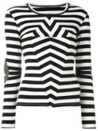 Mm6 Maison Margiela Hypnotic Stripes Top, Women's, Size: Medium, Black, Cotton/spandex/elastane/viscose/polyurethane