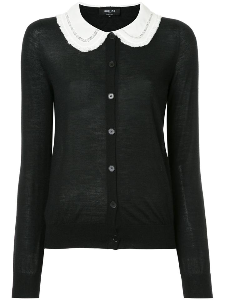 Rochas Contrast Collar Cardigan - Black