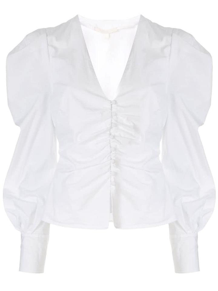 Jonathan Simkhai Ruched Oxford Shirt - White