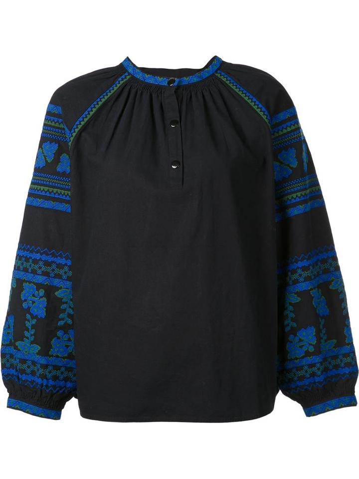 Vanessa Bruno Jacquard Sleeve Blouse, Women's, Size: 36, Black, Cotton