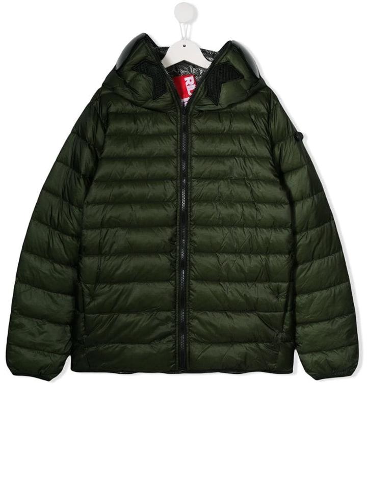Ai Riders On The Storm Kids Teen Technical Check Padded Jacket - Green