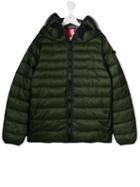 Ai Riders On The Storm Kids Teen Technical Check Padded Jacket - Green