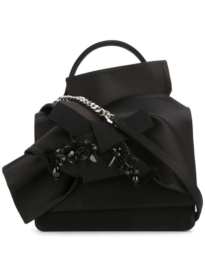 No21 Structured Bow Shoulder Bag, Women's, Black, Silk