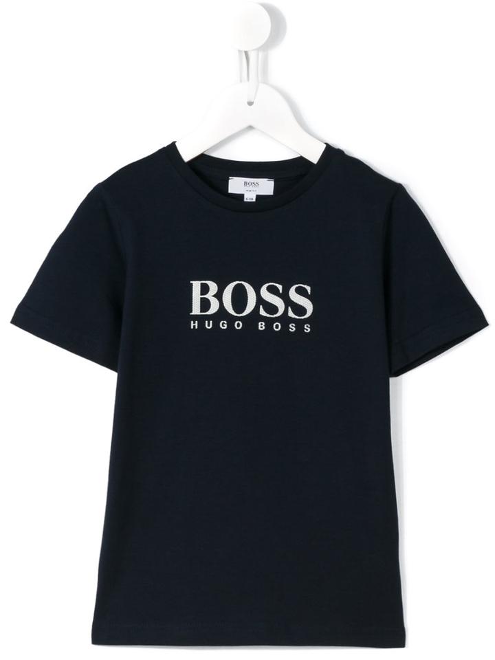 Boss Kids Logo Print T-shirt, Boy's, Size: 8 Yrs, Blue