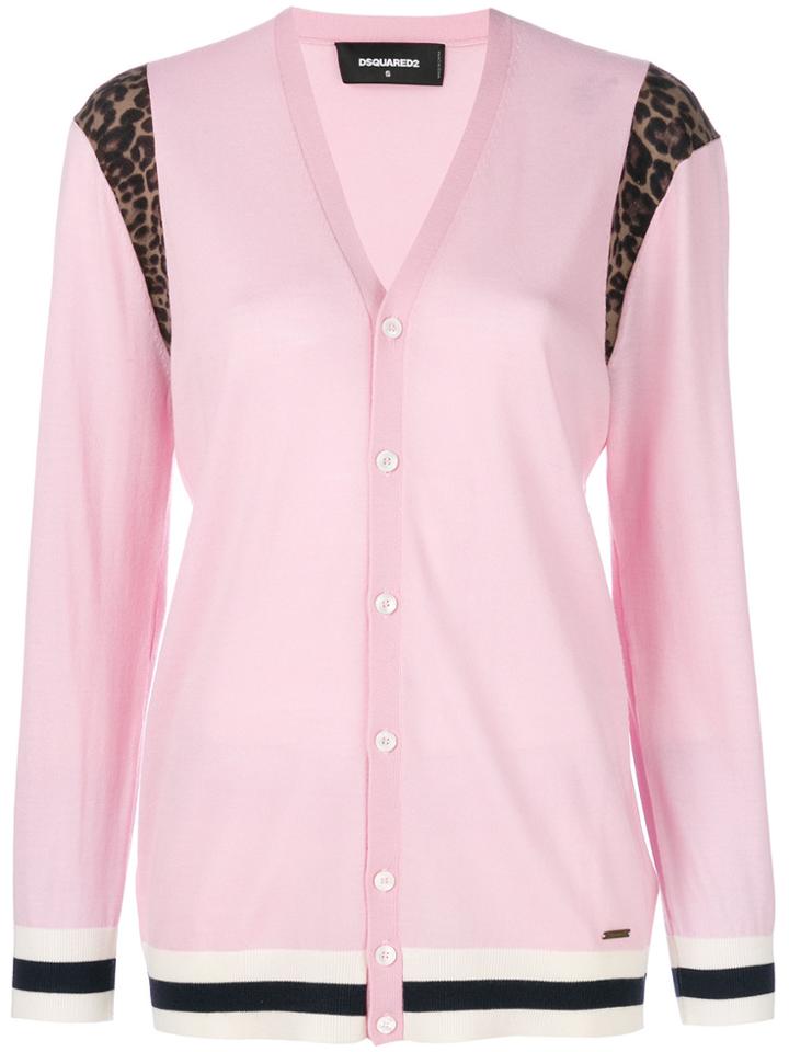 Dsquared2 Contrast Panel Cardigan - Pink & Purple