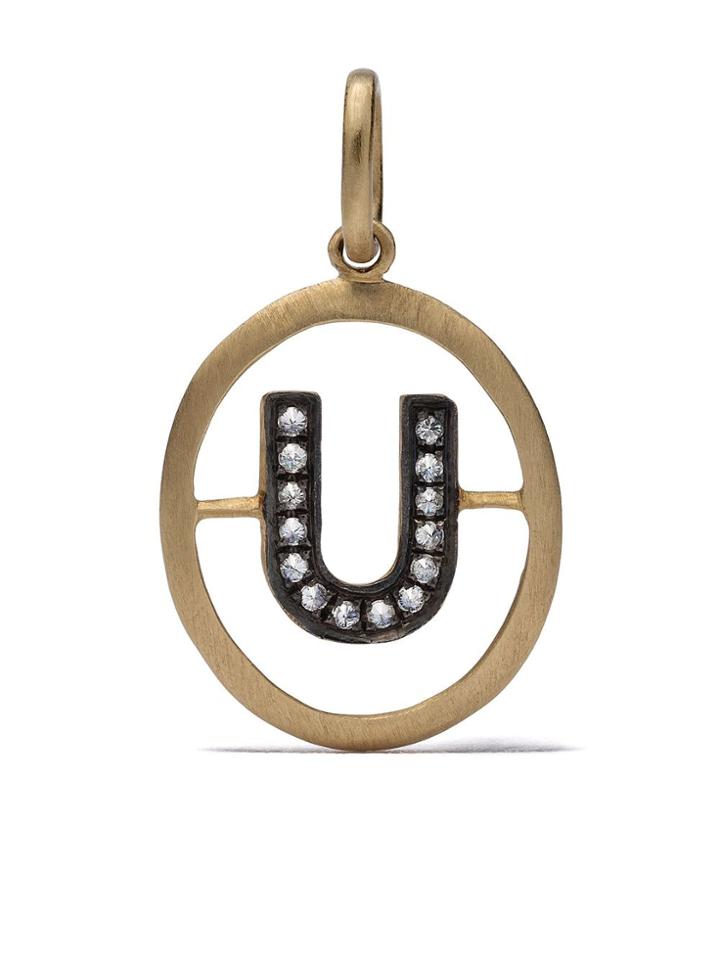 Annoushka 18kt Yellow Gold Diamond Initial U Pendant - 18ct Yellow