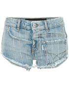 Filles A Papa Fitted Denim Shorts - Blue