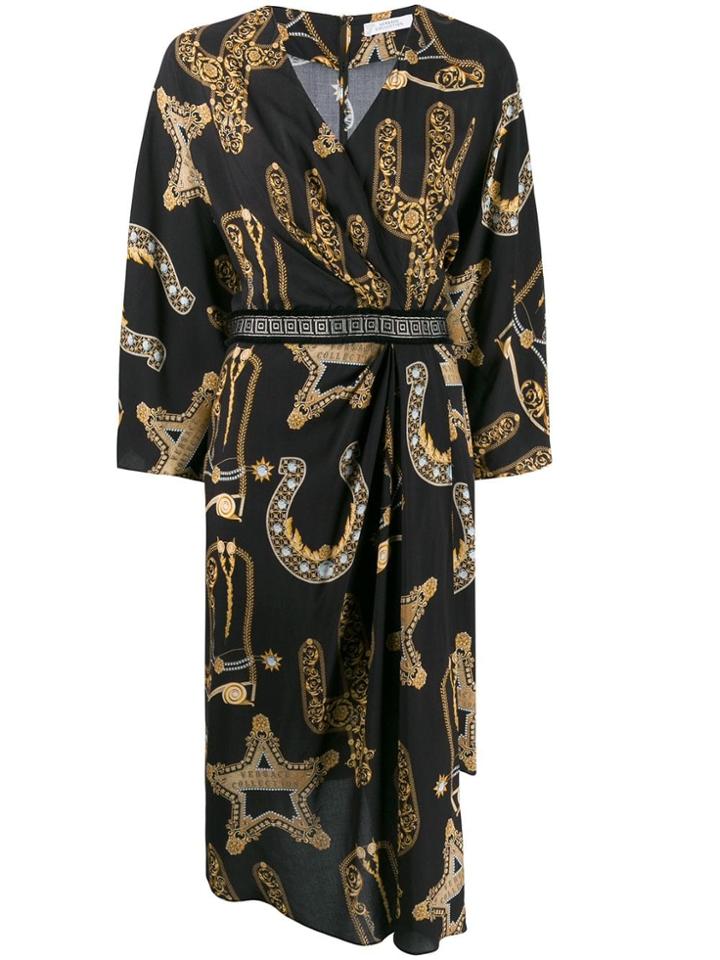 Versace Collection Baroque Print Wrap Dress - Black