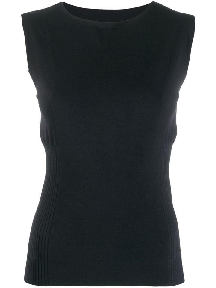 Pleats Please Issey Miyake Ribbed Tank Top - Black