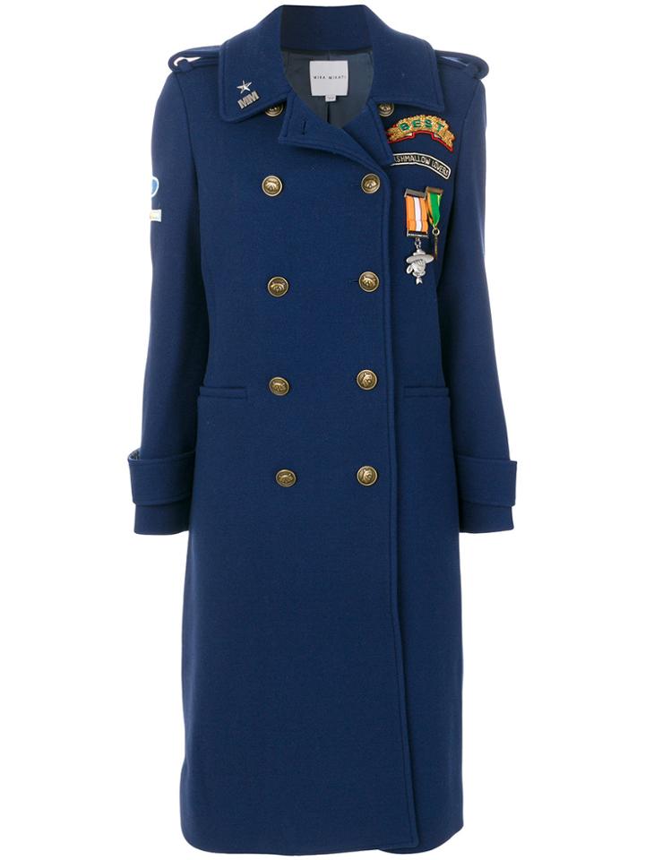 Mira Mikati Patch Detail Double Breasted Coat - Blue