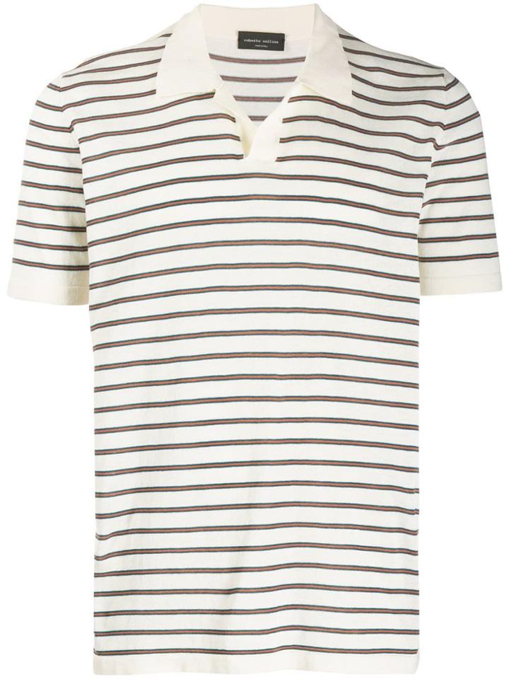 Roberto Collina Striped Polo Shirt - White