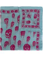 Alexander Mcqueen Drip Skull Scarf, Adult Unisex, Blue, Silk/modal