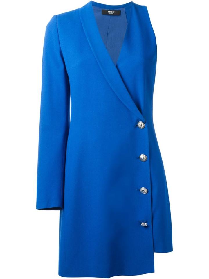 Versus Asymmetric Tailored Dress, Women's, Size: 38, Blue, Acetate/viscose/spandex/elastane
