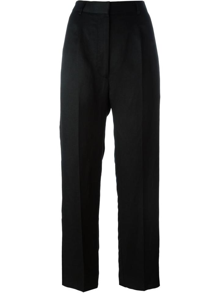 Mm6 Maison Margiela Loose Fit Trousers, Women's, Size: 42, Black, Linen/flax/viscose