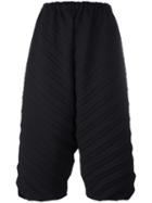 Issey Miyake Cauliflower Cropped Ribbed Trousers, Women's, Black, Polyester