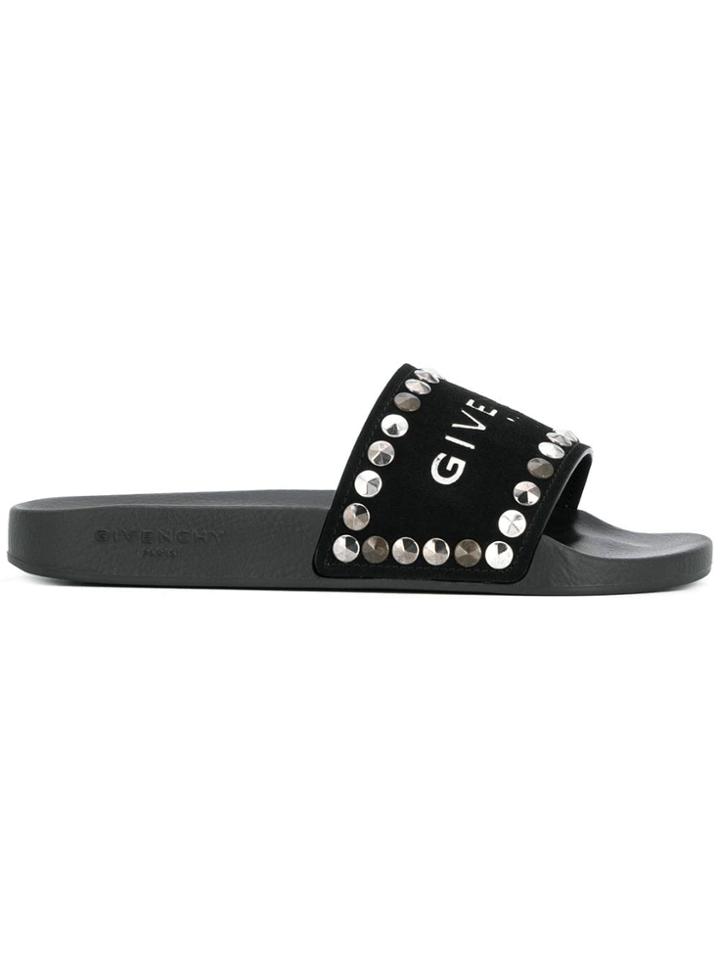 Givenchy Logo Studs Sliders - Black