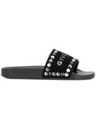 Givenchy Logo Studs Sliders - Black