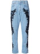 Moschino Lace Detail Boyfriend Jeans - Blue