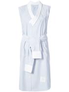 Thom Browne Reconstructed Sleeveless Wrap Shirtdress In Light Blue