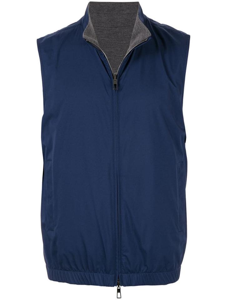 Loro Piana Zipped Reversible Gilet - Blue