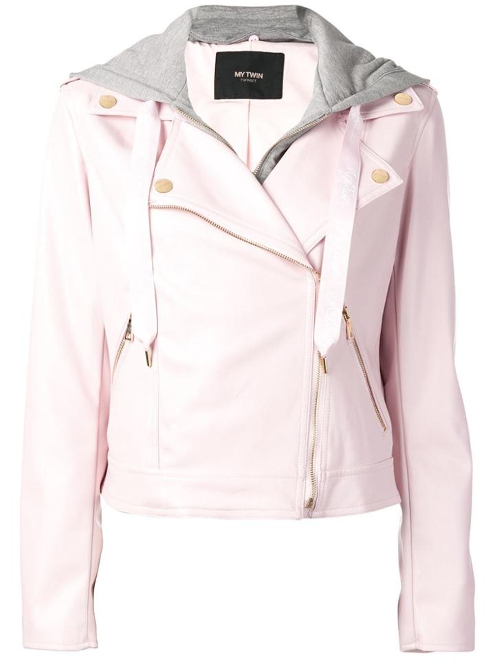 Twin-set Hooded Biker Jacket - Pink