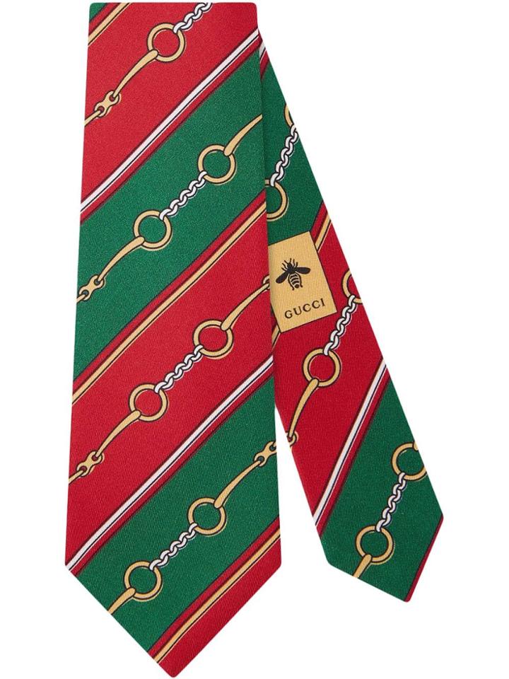 Gucci Horsebit Chain Silk Tie - Green