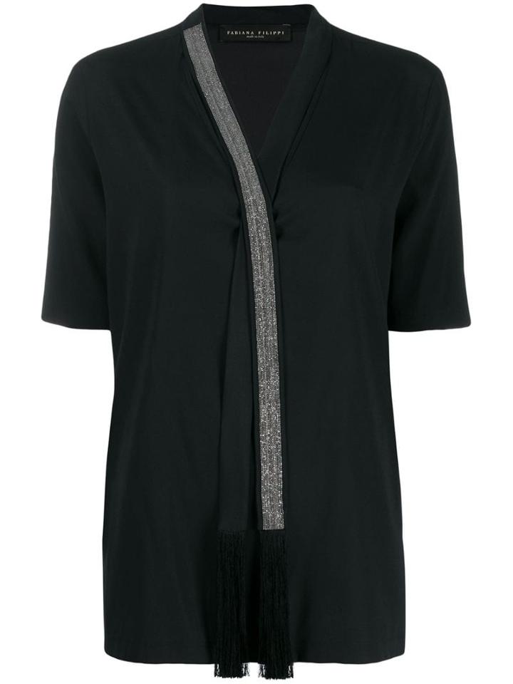 Fabiana Filippi Draped V-neck Blouse - Black