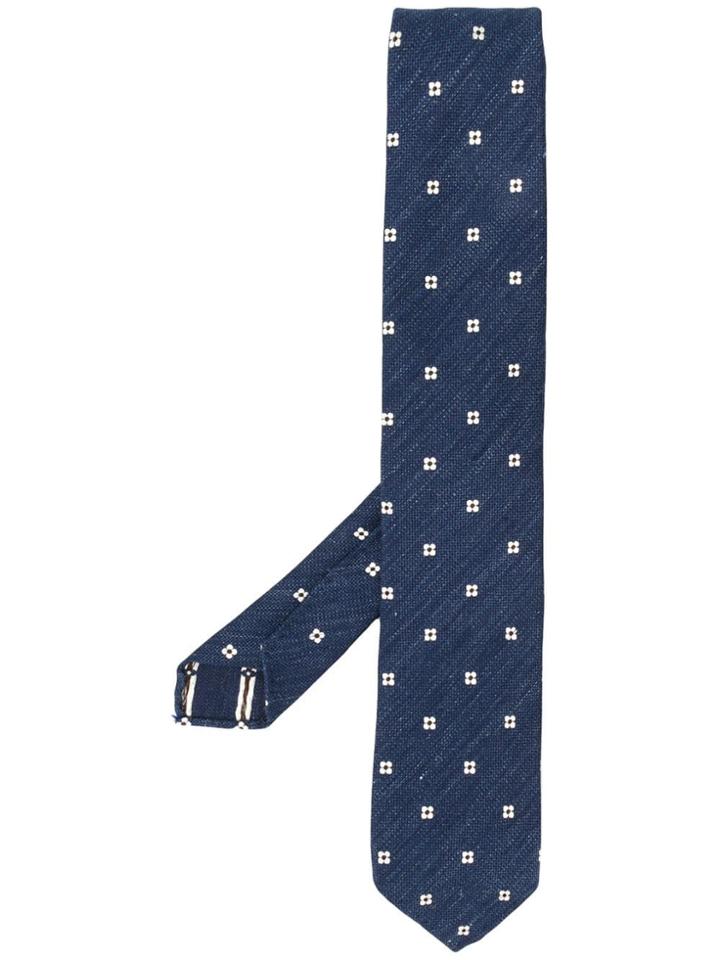 Lardini Small Flower Print Tie - Blue