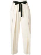 Eudon Choi Belted Waist Cropped Trousers - Nude & Neutrals