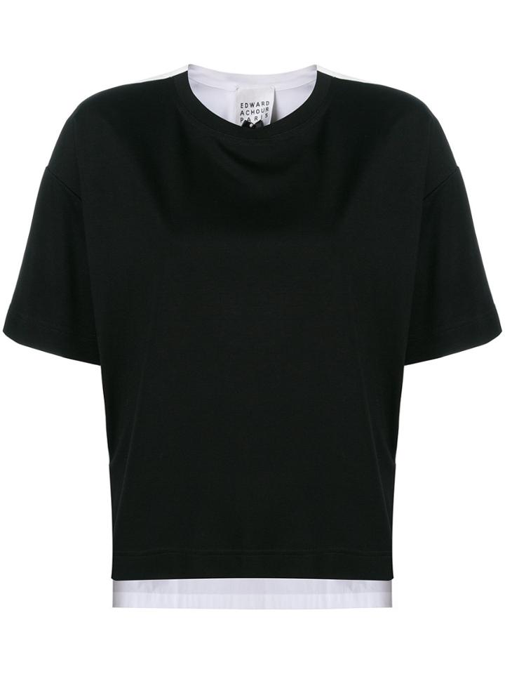 Edward Achour Paris Contrast Short-sleeve Top - Black