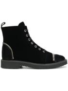 Giuseppe Zanotti Design Velvet Lace-up Boots - Black