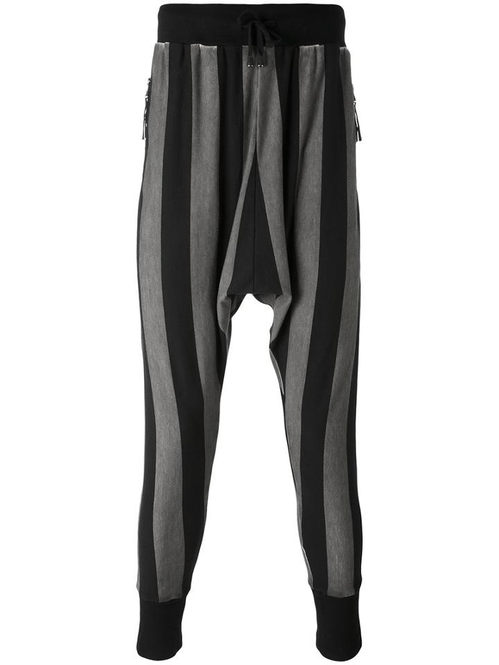 Unconditional - Striped Drop-crotch Drawstring Trousers - Men - Cotton/spandex/elastane - S, Black, Cotton/spandex/elastane