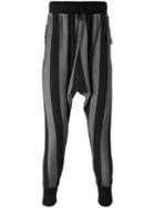 Unconditional - Striped Drop-crotch Drawstring Trousers - Men - Cotton/spandex/elastane - S, Black, Cotton/spandex/elastane