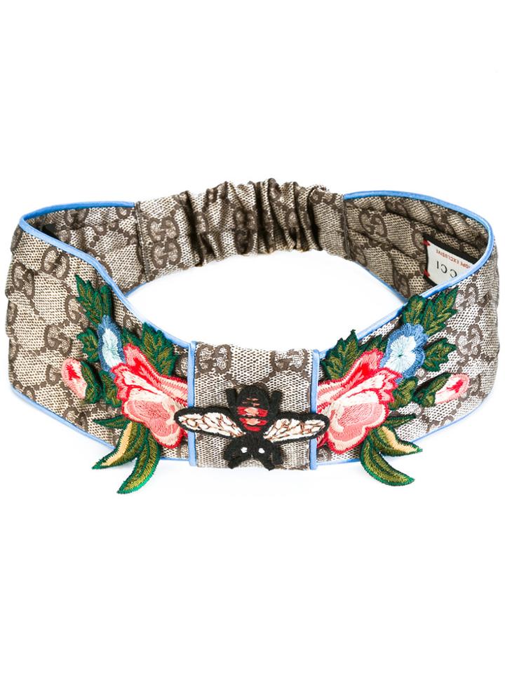 Gucci Gg Supreme Embroidered Headband - Nude & Neutrals
