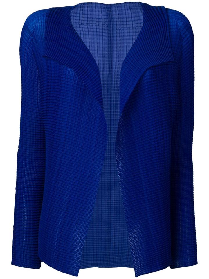 Issey Miyake Ribbed Design Cardigan - Blue