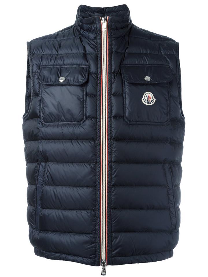 Moncler Achille Padded Gilet, Men's, Size: 3, Blue, Polyamide/goose Down