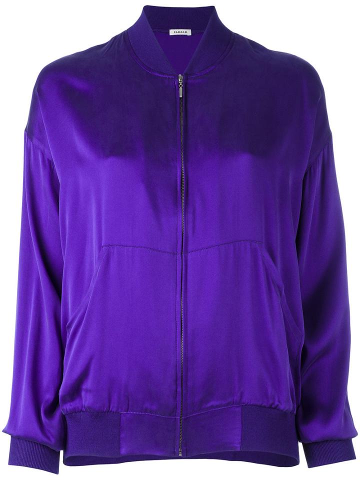 P.a.r.o.s.h. Plain Bomber Jacket, Women's, Blue, Silk/spandex/elastane