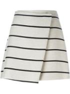 Msgm Striped A-line Skirt, Women's, Size: 44, Nude/neutrals, Cotton/linen/flax/viscose