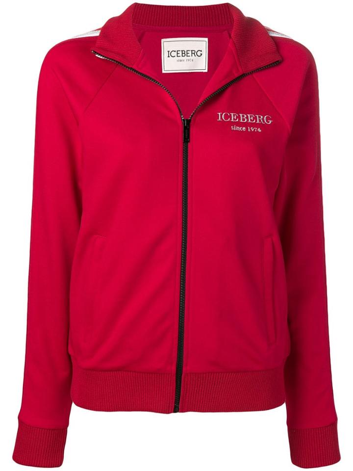 Iceberg Logo Print Sports Jacket - Red