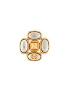 Chanel Pre-owned 1997 Stones Cc Brooch - Gold
