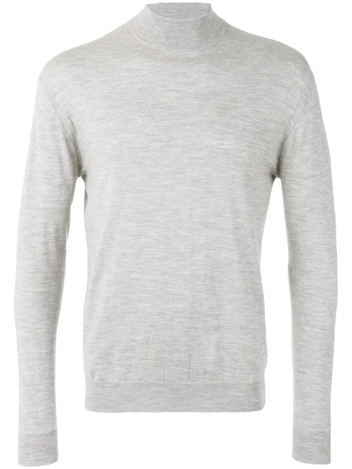 N.peal Fine Gauge Mock Turtle Neck Jumper - Grey