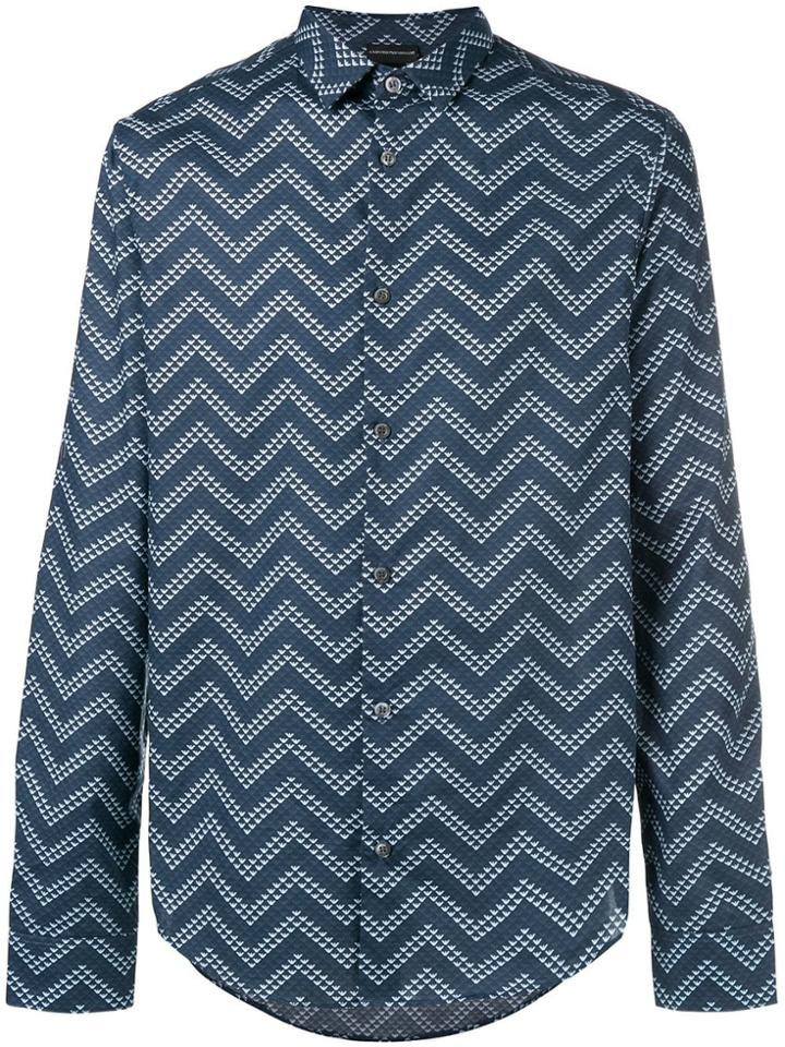 Emporio Armani Zigzag Print Shirt - Blue