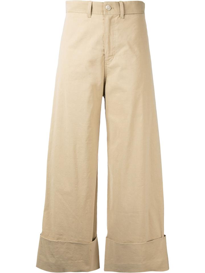 Sea - Cropped Flared Trousers - Women - Cotton/linen/flax/spandex/elastane/viscose - 4, Nude/neutrals, Cotton/linen/flax/spandex/elastane/viscose